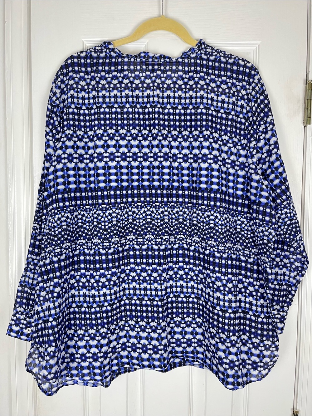 Talbots Plus Petite Pleated Ruffle Popover Blouse Top Shibori Geo Sz 3XP - Picture 9 of 9